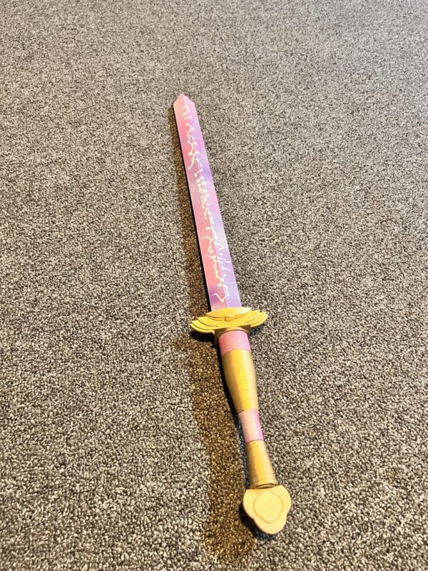 3D Printed example of the finished Rumi Sword as viewed from above